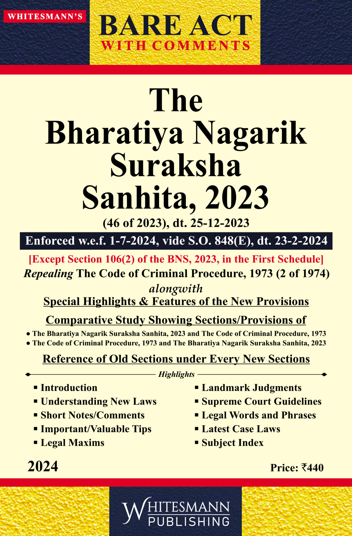 The Bharatiya Nagarik Suraksha Sanhita , 2023 Bare Acts English With ...