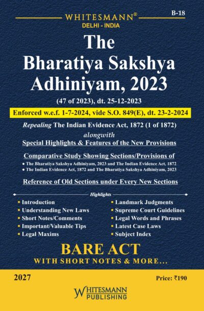 The Bharatiya Sakshya Adhiniyam , 2023 Bare Acts English with Comments 2027