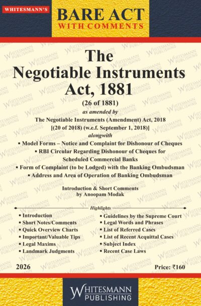 The Negotiable Instruments Act,1881 Latest 2026 Edition Bare Acts English