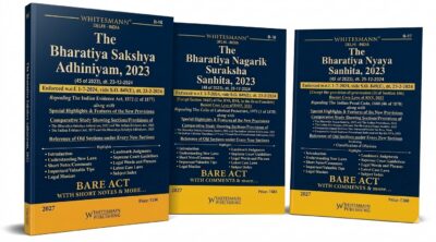 The New Criminal Law Bare Acts Combo (BNS, BNSS & BSA, 2023) with Short Notes, Comments & Comparative Study 2027 Edition